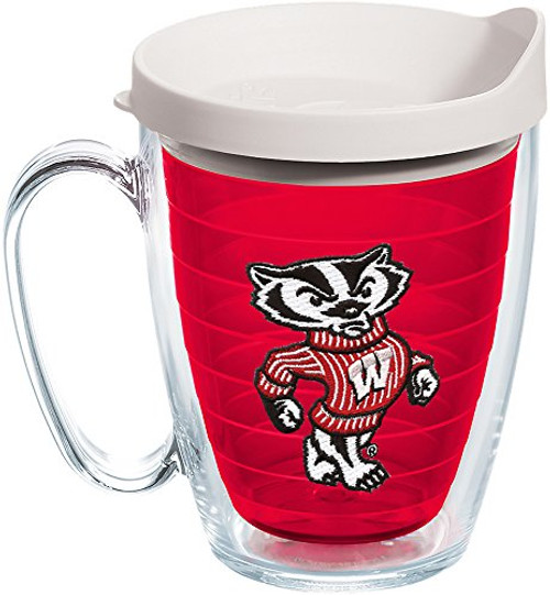 Tervis 1239713 Wisconsin Bucky Badger Mascot Insulated Tumbler with Emblem and White Lid, 16oz Mug, Red Tervis 1239713 Wisconsin Bucky Badger Mascot Insulated Tumbler with Emblem and White Lid, 16oz Mug, Red