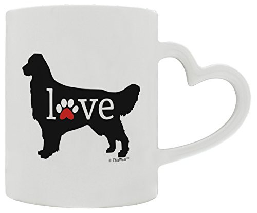 Golden Retriever Gift Love Dog Paw Prints Dog Owner Gifts Lab Dog Lover Heart Handle Gift Coffee Mug Tea Cup Heart Handle
