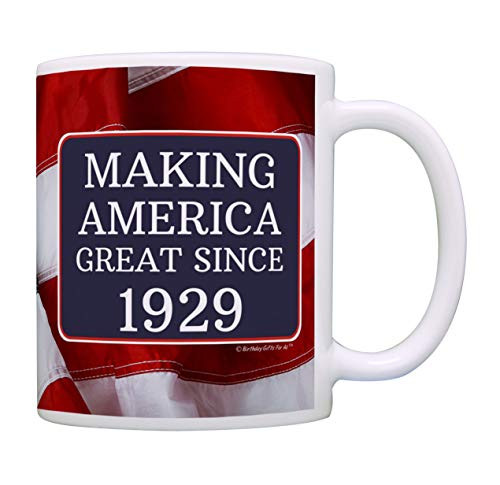 90th Birthday Gifts For All Making American Great Since 1929 Birthday Gift Coffee Mug Tea Cup USA Flag
