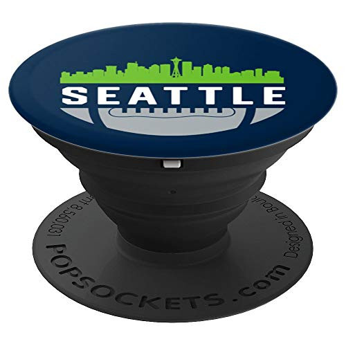 Vintage Downtown Seattle WA Skyline Football - PopSockets Grip and Stand for Phones and Tablets