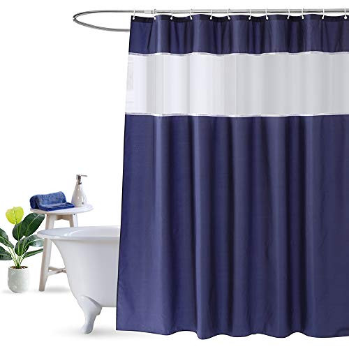 UFRIDAY Navy Blue and White Shower Curtain, Shower Curtains for Bathroom Modern Design 48-Inch x 72-Inch