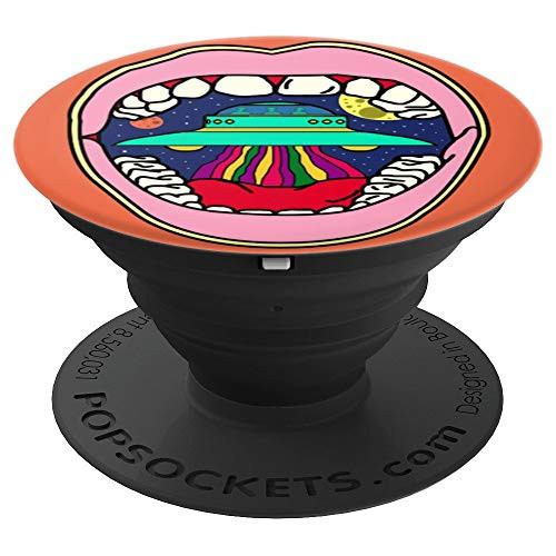 Alien UFO Phone-Grip Christmas Mouth Galaxy 90s Funny Gift - PopSockets Grip and Stand for Phones and Tablets