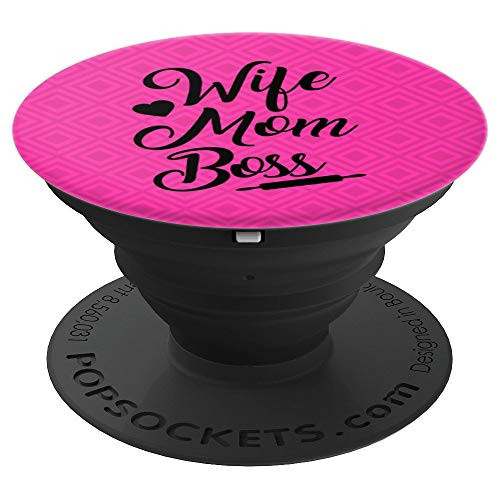 Wife Mom Boss Mother Birthday Christmas Gift Pink - PopSockets Grip and Stand for Phones and Tablets Wife Mom Boss Mother Birthday Christmas Gift Pink - PopSockets Grip and Stand for Phones and Tablets