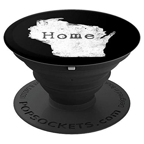 Wisconsin State Shape Home Wisconsin Pride - PopSockets Grip and Stand for Phones and Tablets