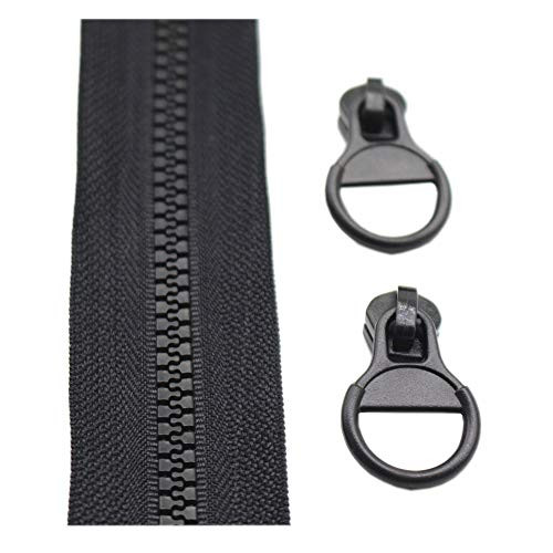 YaHoGa #5 Plastic Zipper by The Yard Bulk Black 5 Yards with 10pcs Ring Sliders for DIY Sewing Tailor Crafts Bags Tents (Black 5 Yards) YaHoGa #5 Plastic Zipper by The Yard Bulk Black 5 Yards with 10pcs Ring Sliders for DIY Sewing Tailor Crafts Bags Tents (Black 5 Yards)