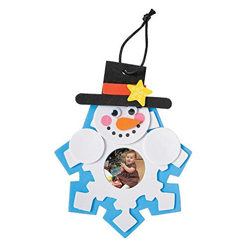 Fun Express - Snowman Picture Ornament Craft Kit for Christmas - Craft Kits - Ornament Craft Kits - Photo Ornament - Christmas - 12 Pieces