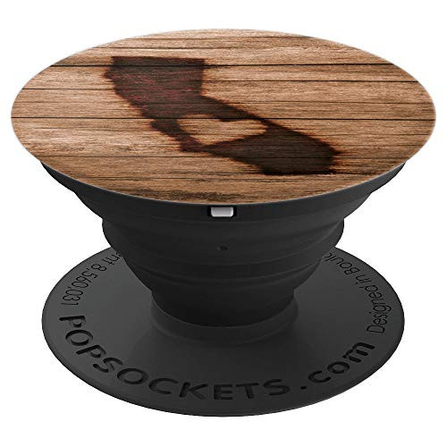 Vintage California Heart State Map Wood Design - PopSockets Grip and Stand for Phones and Tablets