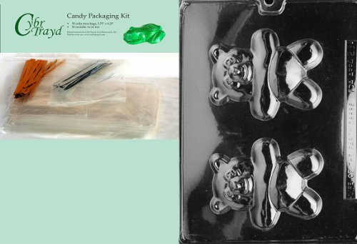 Cybrtrayd MdK50-A029 Big Eyed Teddy Animal Chocolate Candy Mold with Packaging Kit