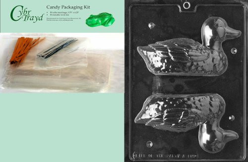Cybrtrayd MdK50-A115 3D Duck Animal Chocolate Candy Mold with Packaging Kit