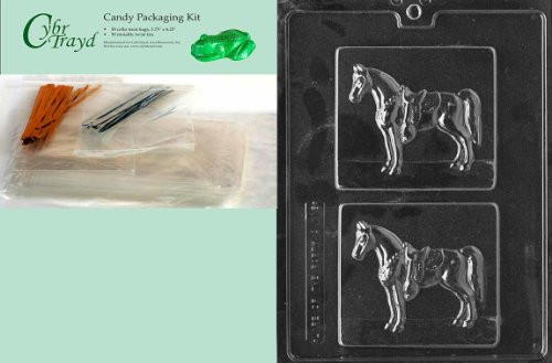 Cybrtrayd MdK50-A116 Horse Animal Chocolate Candy Mold with Packaging Kit