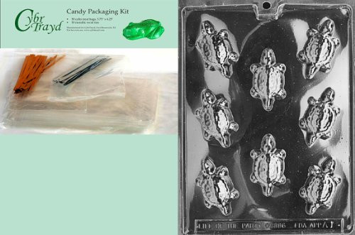 Cybrtrayd MdK50-A001 Turtles Animal Chocolate Candy Mold with Packaging Kit