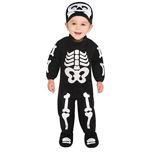 amscan Baby Bitty Bones Skeleton Costume - 0-6 Months, Black/White
