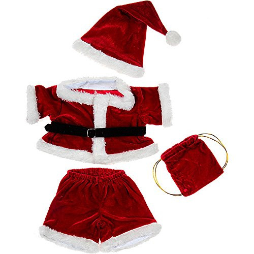 Santa Costume Outfit Teddy Bear Clothes Fit 14" - 18" Build-a-bear, Vermont Teddy Bears, and Make Your Own Stuffed Animals