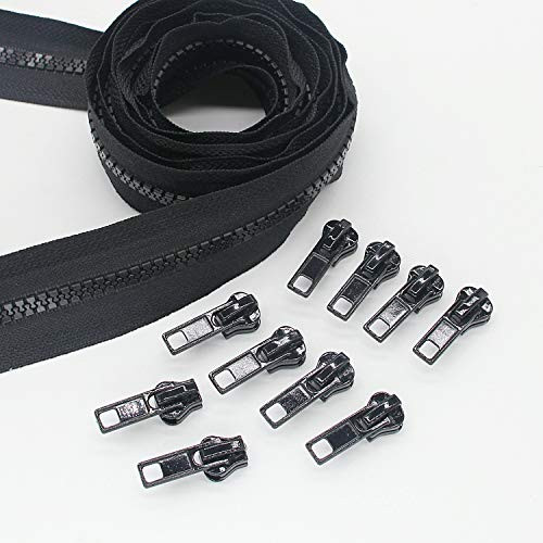 Leekayer #5 Plastic Zipper 5 Yards with 10pcs Sliders for DIY Sewing Tailor Crafts Bags Tents Zipper by The Yard Bulk (5 Yards) Black Leekayer #5 Plastic Zipper 5 Yards with 10pcs Sliders for DIY Sewing Tailor Crafts Bags Tents Zipper by The Yard Bulk (5 Yards) Black