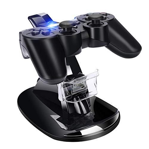PS3 Controller Charger, Dual USB Playstation 3 Controller Charging Dock Station Stand with LED Indicators