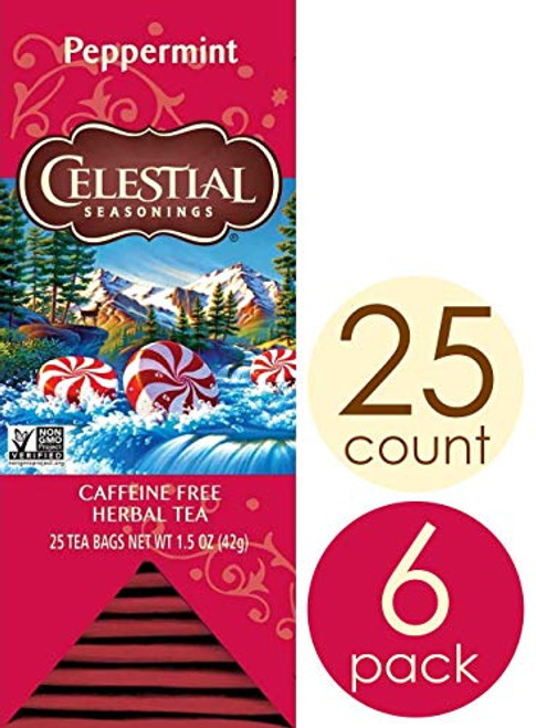 Celestial Seasonings Herbal Tea, Peppermint, 25 Count (Pack of 6) Celestial Seasonings Herbal Tea, Peppermint, 25 Count (Pack of 6)
