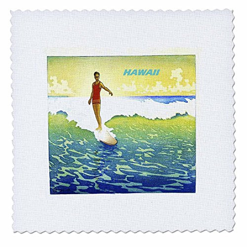 3dRose qs_46613_1 Beautiful Turquoise and Yellow Vintage Hawaiian Surfing Poster-Quilt Square, 10 by 10-Inch 3dRose qs_46613_1 Beautiful Turquoise and Yellow Vintage Hawaiian Surfing Poster-Quilt Square, 10 by 10-Inch