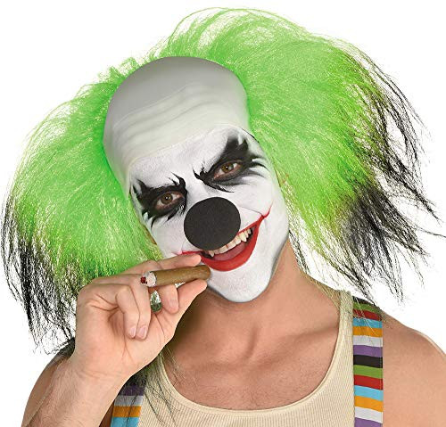 Amscan Black and Green Clown Wig Halloween Costume Accessory, One Size