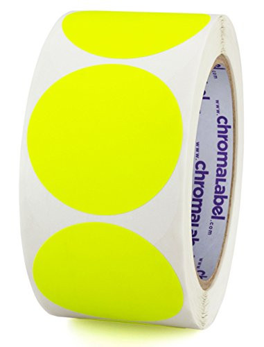 ChromaLabel 2 inch Color-Code Dot Labels | 500/Roll (Fluorescent Yellow)