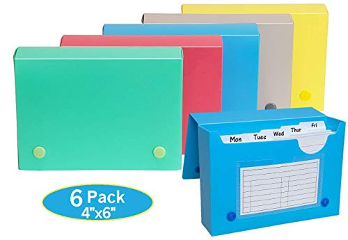 1InTheOffice Index Card Case, 4x6 Index Card Holder, Assorted Colors (6 Pack)