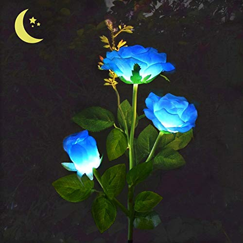 AB AttaBoy Solar Garden Rose Light, Solar Powered Garden Flower Lights,Waterproof LED Outdoor Solar Rose Stake Light for Garden,Courtyard,Backyard Decoration(Blue)