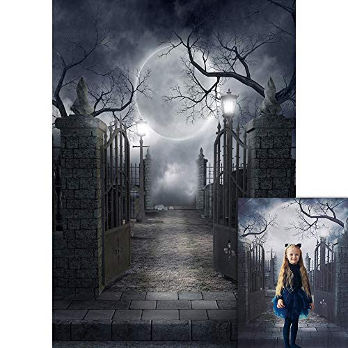 Allenjoy 5x7ft Halloween Theme Photography Backdrop Midnight Gloomy Cemetery Background Horrible Party Decor for Pictures Photo Studio Booth Props