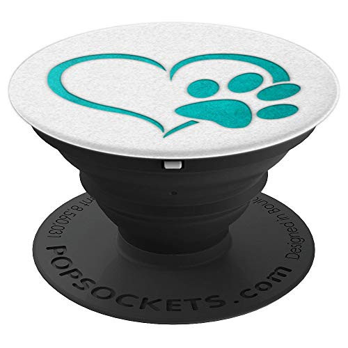 Teal Dog Paw Print Heart On White PopSockets Grip and Stand for Phones and Tablets Teal Dog Paw Print Heart On White PopSockets Grip and Stand for Phones and Tablets
