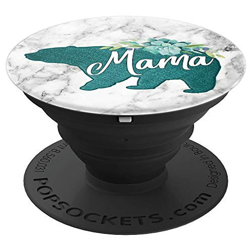 Teal Mama bear On Gray White Marbled Look PopSockets Grip and Stand for Phones and Tablets Teal Mama bear On Gray White Marbled Look PopSockets Grip and Stand for Phones and Tablets