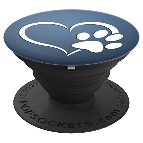White Dog Paw Print Heart On Navy Blue PopSockets Grip and Stand for Phones and Tablets White Dog Paw Print Heart On Navy Blue PopSockets Grip and Stand for Phones and Tablets