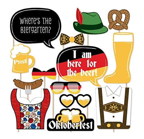 Big Dot of Happiness Oktoberfest - German Beer Festival Photo Booth Props Kit - 20 Count