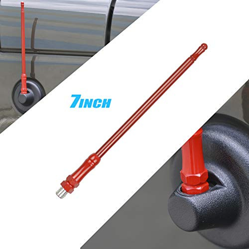 Antenna Compatible with Jeep Wrangler JK JKU JL Rubicon Sahara (2007-2019) 7/13 inches Aluminum Antenna Replacement | Designed Optimized FM/AM Reception (Red, 7 inch)