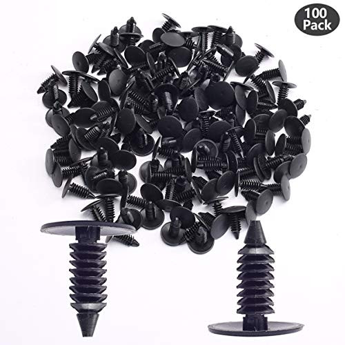 CENTAURUS Car Plastic Trim Boot Rivets Push Clip Fastener,7mm Hole Push Retainer Bumper Fender Shield Clips, Automotive Plastic Push Pins Bumper Clips, Car Plastic Rivets Retainers Screw (Set of 100)