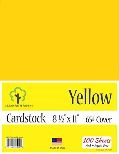 Yellow Cardstock - 8.5 x 11 inch - 65Lb Cover - 100 Sheets