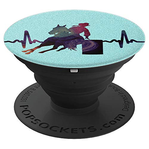 Barrel Horse Heartbeat Rodeo Horseback Riding On Aqua Blue PopSockets Grip and Stand for Phones and Tablets