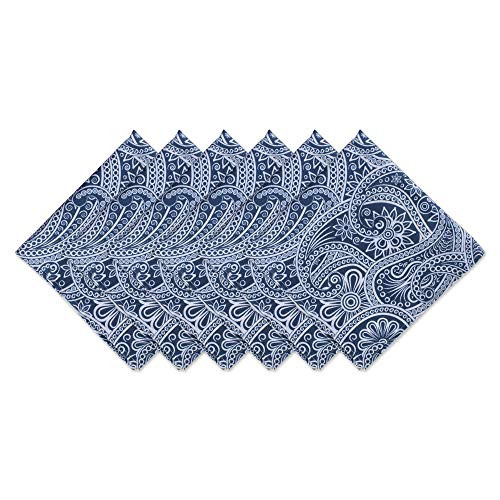 DII Outdoor Table Linens Blue Paisley, 20x20 Napkin, 6 Pieces