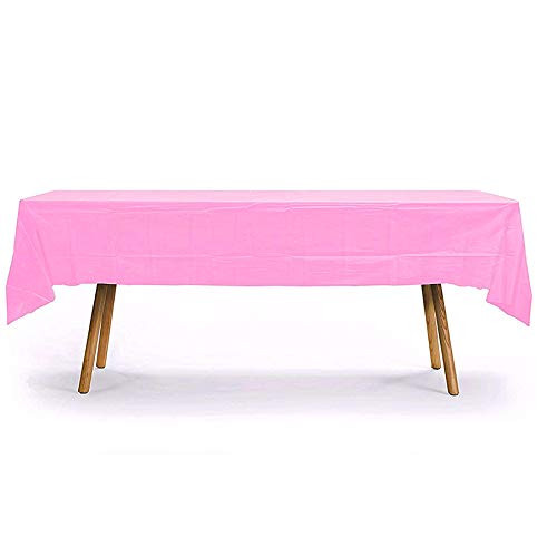 Gift Expressions 12-Pack Party Disposal Premium Plastic Tablecloth 54 Inch. x 108 Inch. Rectangle Table Cover (Pink, 12 Pack Rectangle 54 Inch. x 108 Inch.)