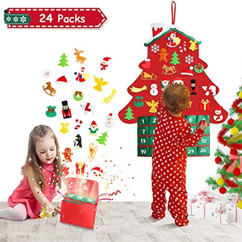 Henscoqi Christmas Tree Advent Calendar Sets Felt 2019, Xmas 24 Pockets Countdown Calendar, Newest DIY Ornament Felt Calendar Kids Xmas Gifts Wall Door Bedroom Hanging Henscoqi Christmas Tree Advent Calendar Sets Felt 2019, Xmas 24 Pockets Countdown Calendar, Newest DIY Ornament Felt Calendar Kids Xmas Gifts Wall Door Bedroom Hanging