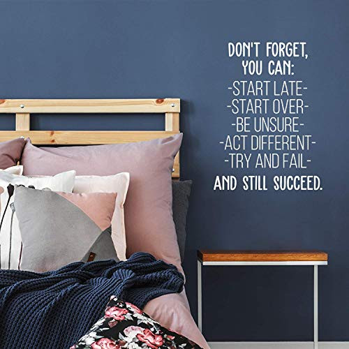 Vinyl Wall Art Decal - Don't Forget You Can - 30" x 22" - Modern Motivational Quote for Home Bedroom Office Workplace School Classroom Gym Decoration Sticker (White)