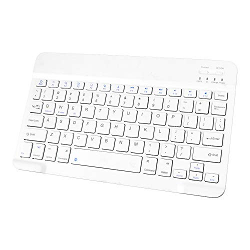 JUQITECH Bluetooth Keyboard for iPad 10.5 9.7 iPad Pro iPad Air/Mini, Universal Rechargeable Wireless Tablet Keyboard for iOS Android Windows Mac Tablet Smartphone Bluetooth Enabled Devices, White