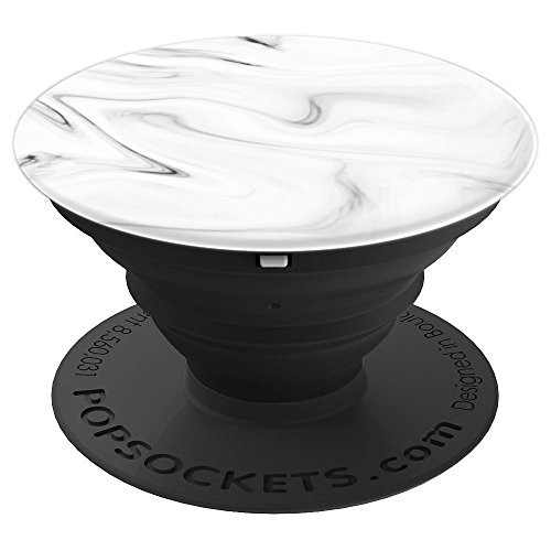 White Marble Gray Swirl Pattern Phone Accessory Gift - PopSockets Grip and Stand for Phones and Tablets