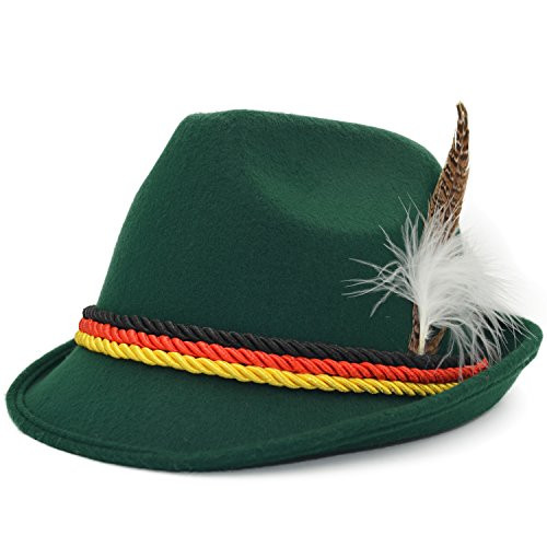 Melesh Green Adult Felt German Alpine Bavarian Oktoberfest Hat Cap (L)