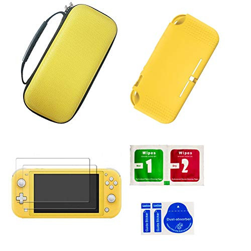 Accessories Bundle for Nintendo Switch Lite, Starter Kit with Travel Carrying Case,Protective Cover,Tempered Glass Screen Protector (Yellow)