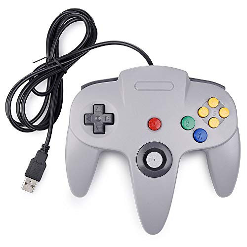 Classic USB Controller for N64, Retro Wired N64 Gaming Controller Remote Gamepad Joystick for N64 Console Video Game System PC Mac Raspberry Pi-Gray
