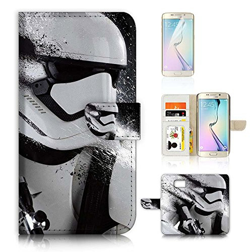 ( For Samsung S7 Edge ) Flip Wallet Case Cover & Screen Protector Bundle - A21004 Starwars Storm Trooper