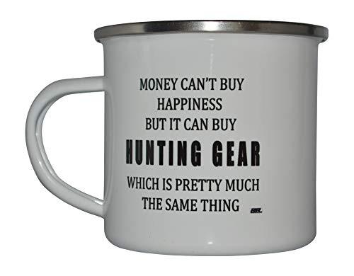 Funny Hunting Camp Mug Enamel Camping Coffee Cup Gift Money Happiness Hunting Gear Hunter Hunt