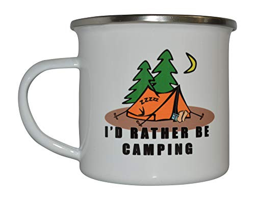 Funny Camp Mug Enamel Camping Coffee Cup Gift I'd Rather Be Camping Camping Gear