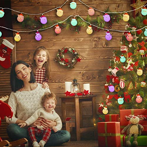 Christmas String Lights, Santa Claus String Lights and Christmas Snowman String Lights 10 LED 6.5FT Each 2 Pack Colorful for Christmas Tree Christmas-String-Lights-Battery-Operated-Indoor Outdoor