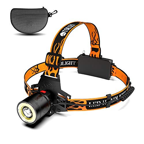 Led Headlamp, Tolizi Rechargeable Waterproof Headlamp Flashlight With COB Board Flood Light, 18650 USB Zoomable Head Lamp For Outdoor Camping Hiking Hunting