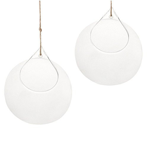 SWISSELITE Biloba Glass Hanging Orbs, Glass Plant Terrariums/Glass Hanging Candle Holder Set of 2 pcs (4.92 inches/2Pcs)