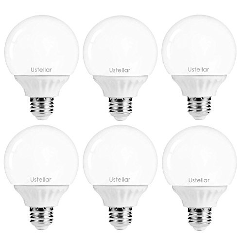 Ustellar 6 Pack 5W G25 E26 LED Bulbs, 40W Incandescent Bulb Equivalent, 450lm Vanity Light Bulbs, 270° Beam Angle, Globe Light Bulbs, Makeup LED Light Bulbs, Non-Dimmable, 2700K Warm White